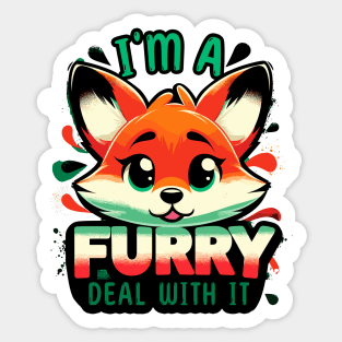 I'm A Furry Deal With It Fun Fox Cute Furry Fursona Fandom Sticker